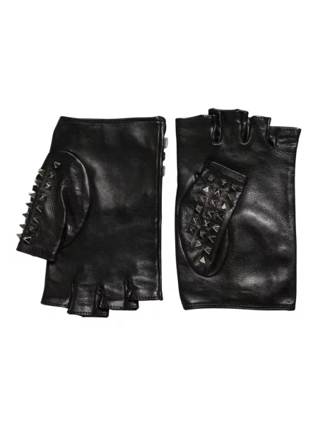 Krótkie rękawiczki Dolce And Gabbana skórzane czarne
