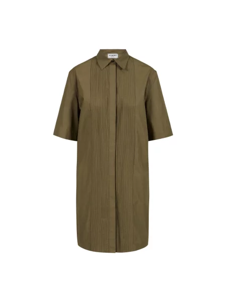 Sukienka koszulowa Iceberg plisowana popelinowa garniturowa zielona