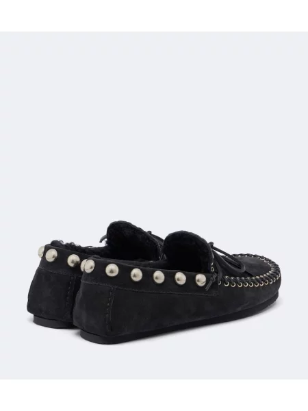 Pantofi loafer Isabel Marant din piele de căprioară negru