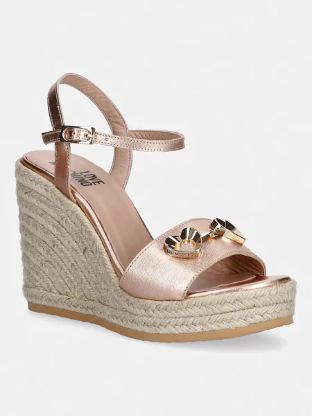Love Moschino sandale wedges pentru femei bej