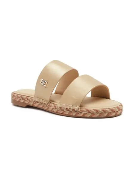Tommy Hilfiger De piele șlapi auriu