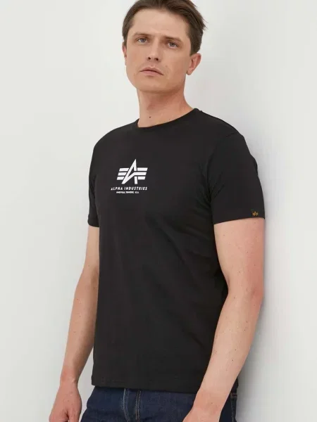 Тениска Alpha Industries черно с принт