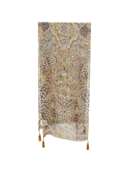 Fular Camilla cu imagine cu model leopard maro