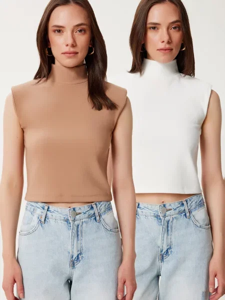 Happiness İstanbul Top cămilă / ecru maro