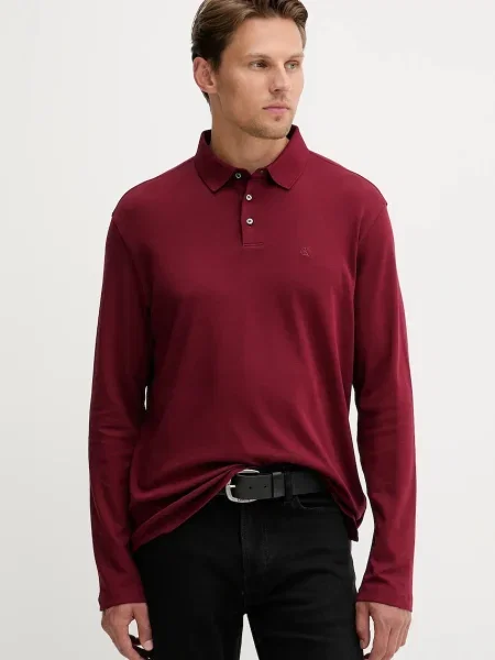 Calvin Klein Тениска с яка и бордо