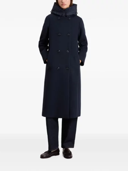Двуредна парка Woolrich с качулка синьо