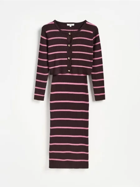 Reserved Rochie cu cardigan maro-închis maro