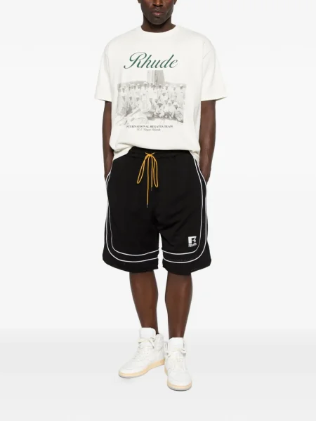 Ριγέ σορτς Rhude μαύρο