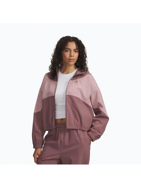 Geacă pentru femei Under Armour Rival Woven Hoody maroon mist tourmaline pink/maroon mist roz