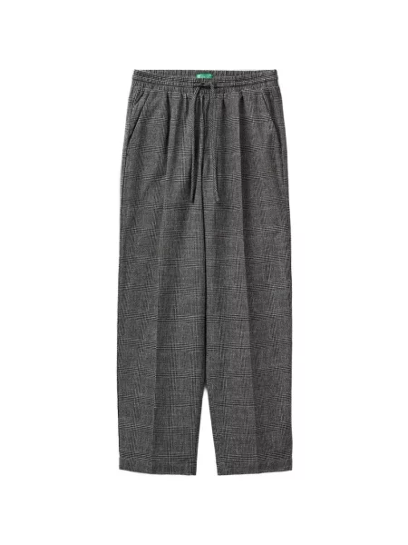 Pantaloni Benetton în carouri gri