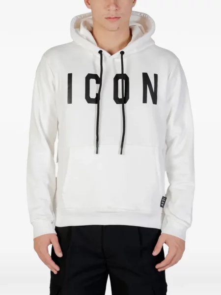 Hanorac cu glugă Icon Brand cu imagine alb