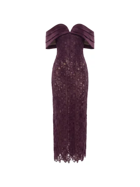 Rochie maxi Saiid Kobeisy din dantelă violet