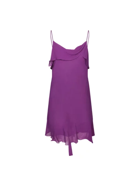 Jedwabna sukienka mini Acne Studios fioletowa