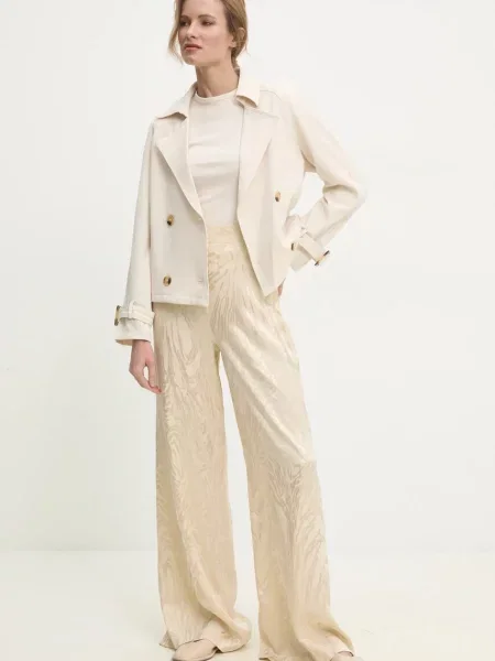 Answear Lab spodnie szerokie high waist beżowy