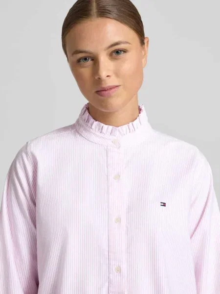 Bluzka z długim rękawem o kroju comfort fit z czystej Tommy Hilfiger różowa