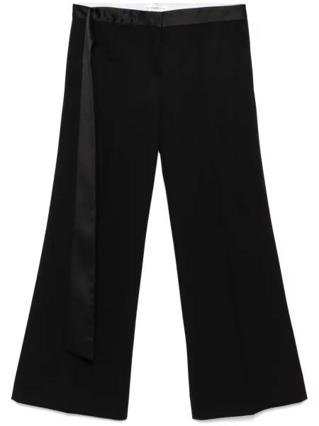 Pantaloni Victoria Beckham din satin negru