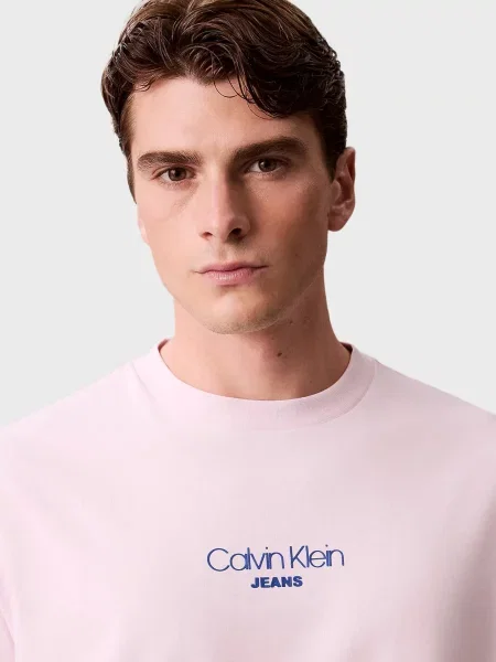 Графический футболка Calvin Klein Jeans розовая