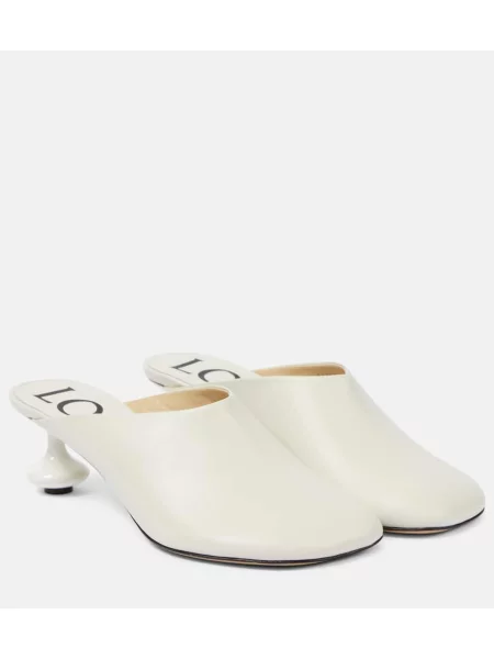 Papuci tip mules Loewe din piele alb