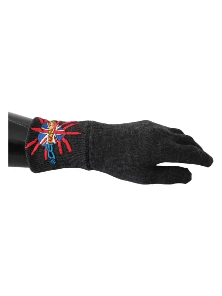 Rękawiczki Dolce And Gabbana wełniane z nadrukiem szare