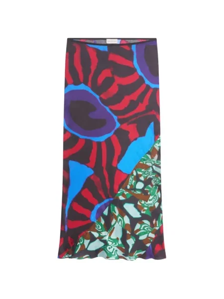 Fustă midi Dries Van Noten cu imagine negru