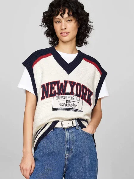 Дитячий джинсовий жилет Tommy Jeans білий