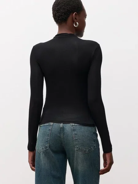 Answear.LAB longsleeve z modalu czarna