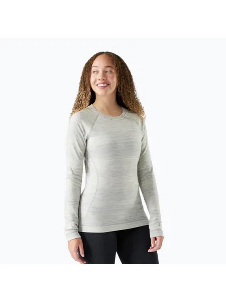 Bluză termică cu mânecă lungă pentru femei Smartwool Merino Baselayer Crew Boxed deschis shift gri