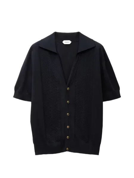 Tricou polo Versace de mătase albastru