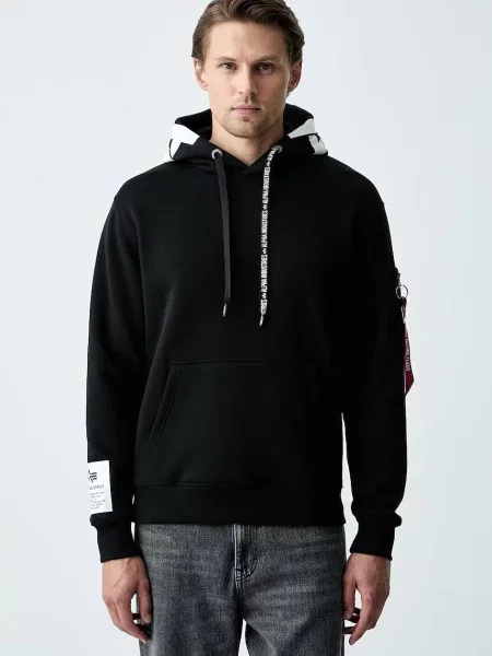 Alpha Industries hanorac cu glugă pentru bărbați cu negru