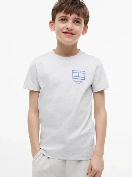 Tommy Hilfiger majica za djecu od pamuka siva