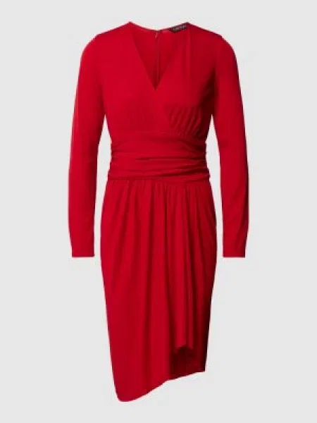 Sukienka o długości do kolan z dekoltem w serek i tasiemką w talii Lauren Ralph Lauren
