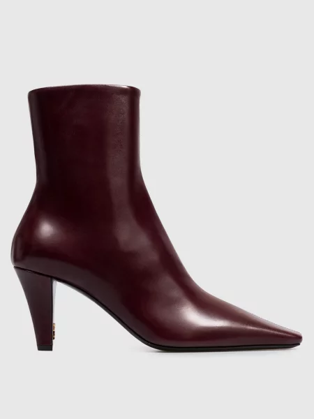 Бордові шкіряні ботильйони JILL Saint Laurent
