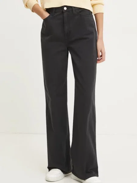 Tommy Jeans pantaloni de drept high waist negru