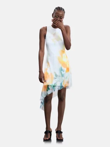 Desigual Rochie verde închis / portocaliu alb
