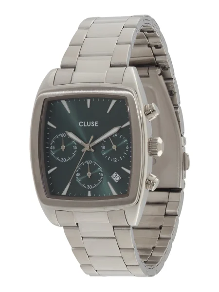 CLUSE Analogové hodinky Quartaut tmavě zelená / stříbrná bílá
