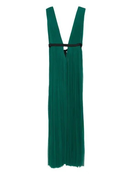 Rochie maxi Roserry plisată de costum verde
