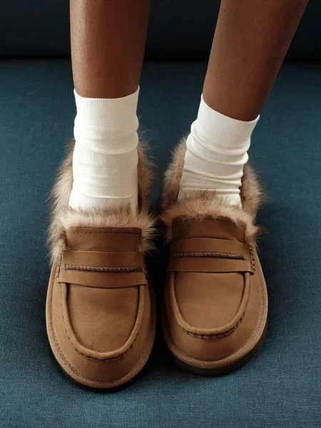 UGG лоуфъри дамски от набук W Ellis Nubuck Loafer кафяво