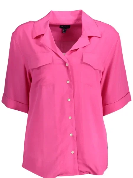 Cămașă Gant cu mâneci scurte scurtă roz