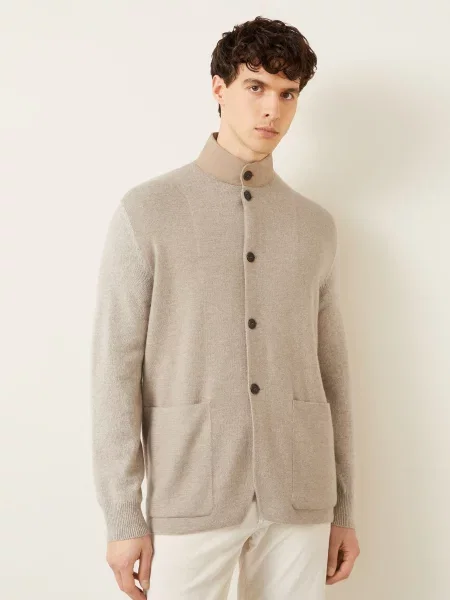 Zegna Kašmírový Svetr S Kůží béžová