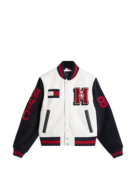 Geanta de piele Tommy Hilfiger cu aplicații alb