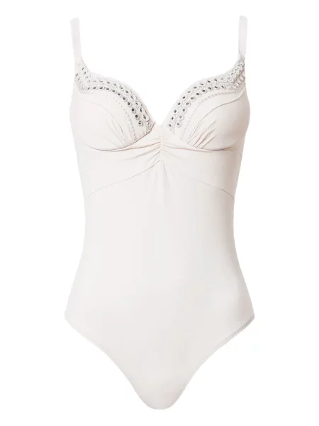 Costum de baie Twinset cu broderie bej