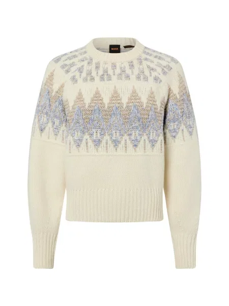 BOSS Orange Sweter z dzianiny z zawartością wełny dziewiczej C_Farombo Kobiety wzorzysty S beżowy