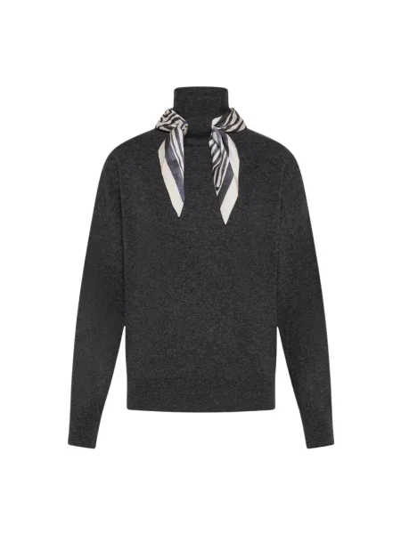 Sweter z golfem Seventy wełniany do golfa szary