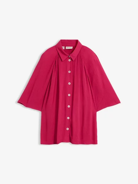 Bluzka oversize ze strukturalnej różowa