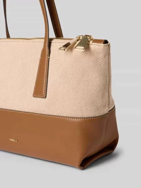 Torba shopper z detal z logo model OLIVIA' Furla beżowa