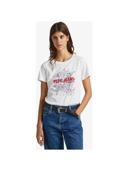 Koszulka Pepe Jeans Ines krótki rękaw czerwona czarna XS biała