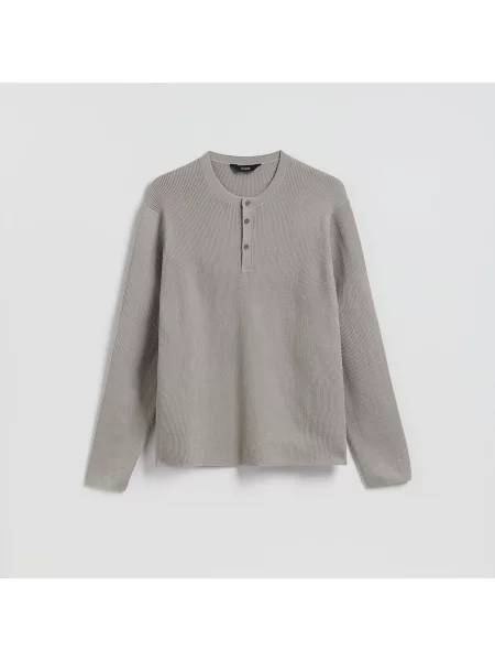 Reserved Henley svetr světle šedá