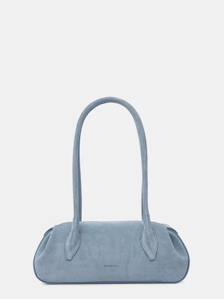 Yuzefi geantă baguette pentru femei din piele întoarsă OYSTER SHOULDER BAG MINI albastru