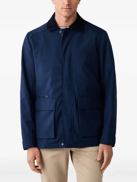 Gulerat palton Hackett London de catifea cord albastru