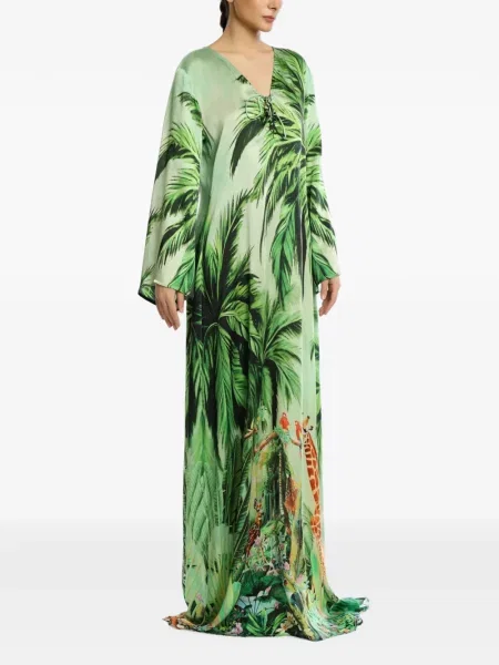 Rochie maxi Miau By Clara Rotescu cu imagine verde